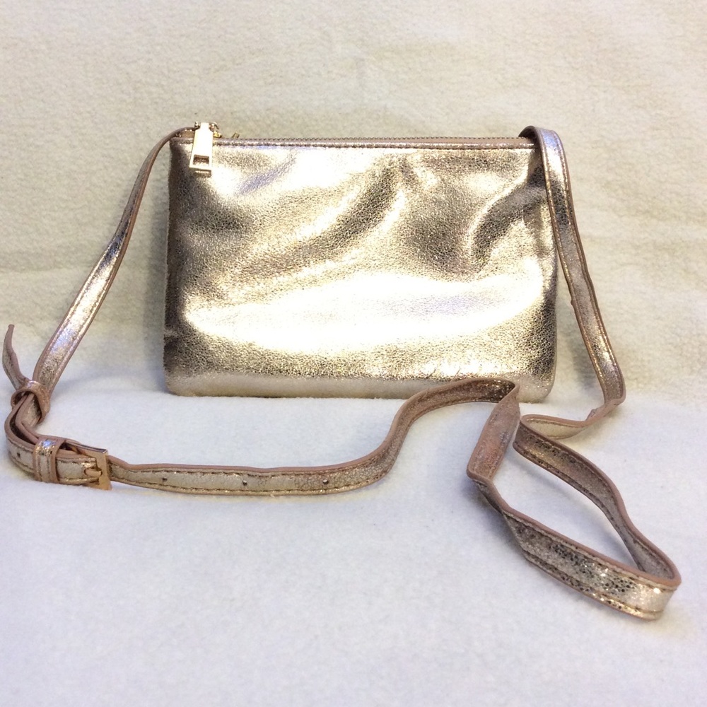 Cute MMS glittery double zip mini crossbody purse